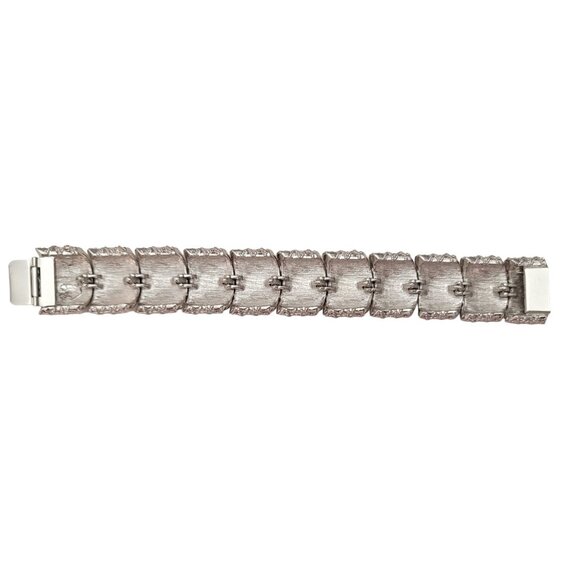 Hutton Wilkinson Silver Tone Clear Pave Rhinestone Panel Bracelet, E785 - Picture 10 of 12